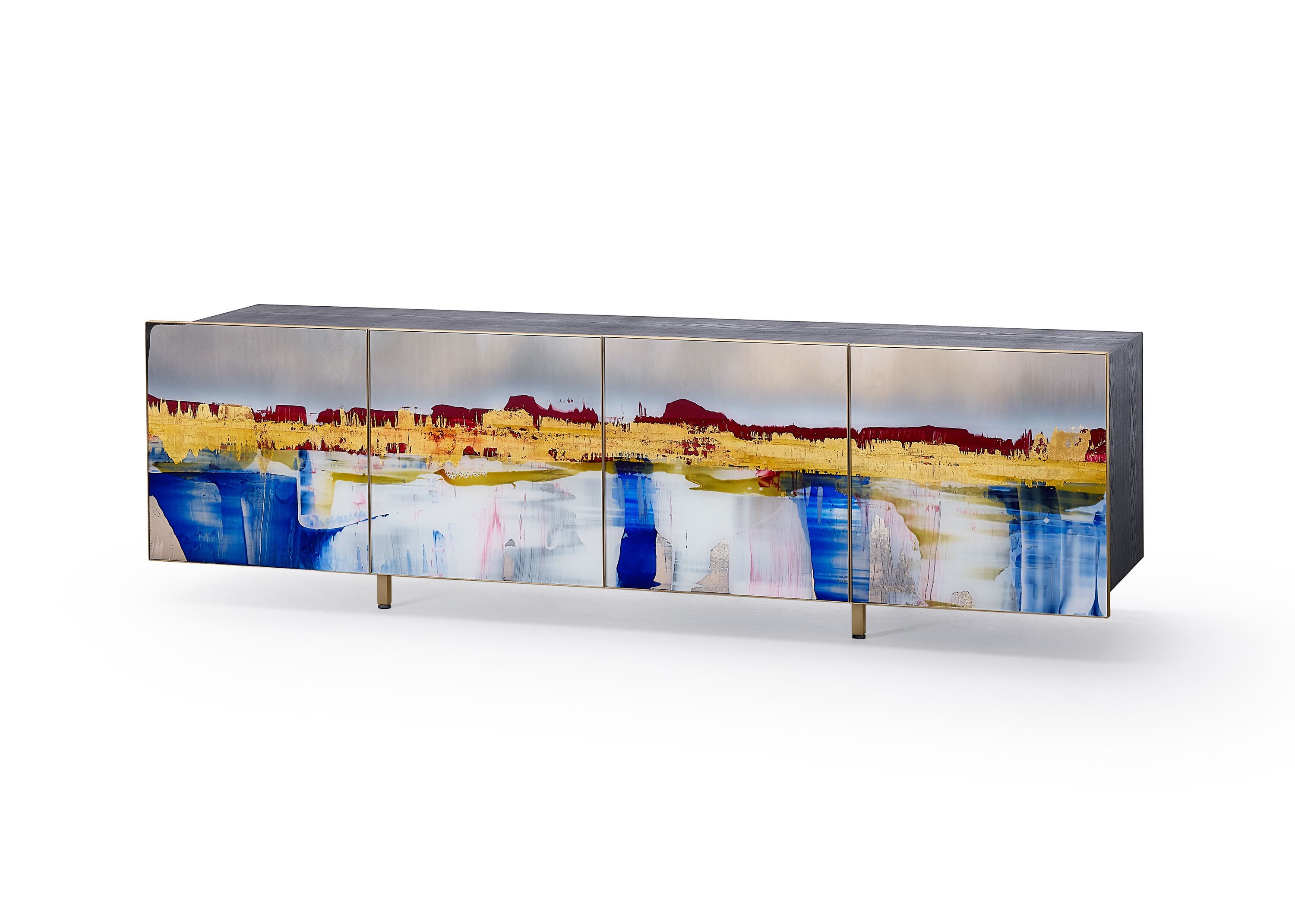 Деревянный шкаф с распашными дверями, покрытыми стеклом ARTE VENEZIANA итальянские пейзажи ARCH-00107339 - Вид №1