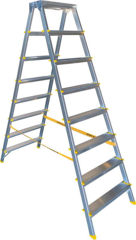 Стремянка алюминиевая двухсторонняя с анодированным покрытием Premium APD 9208