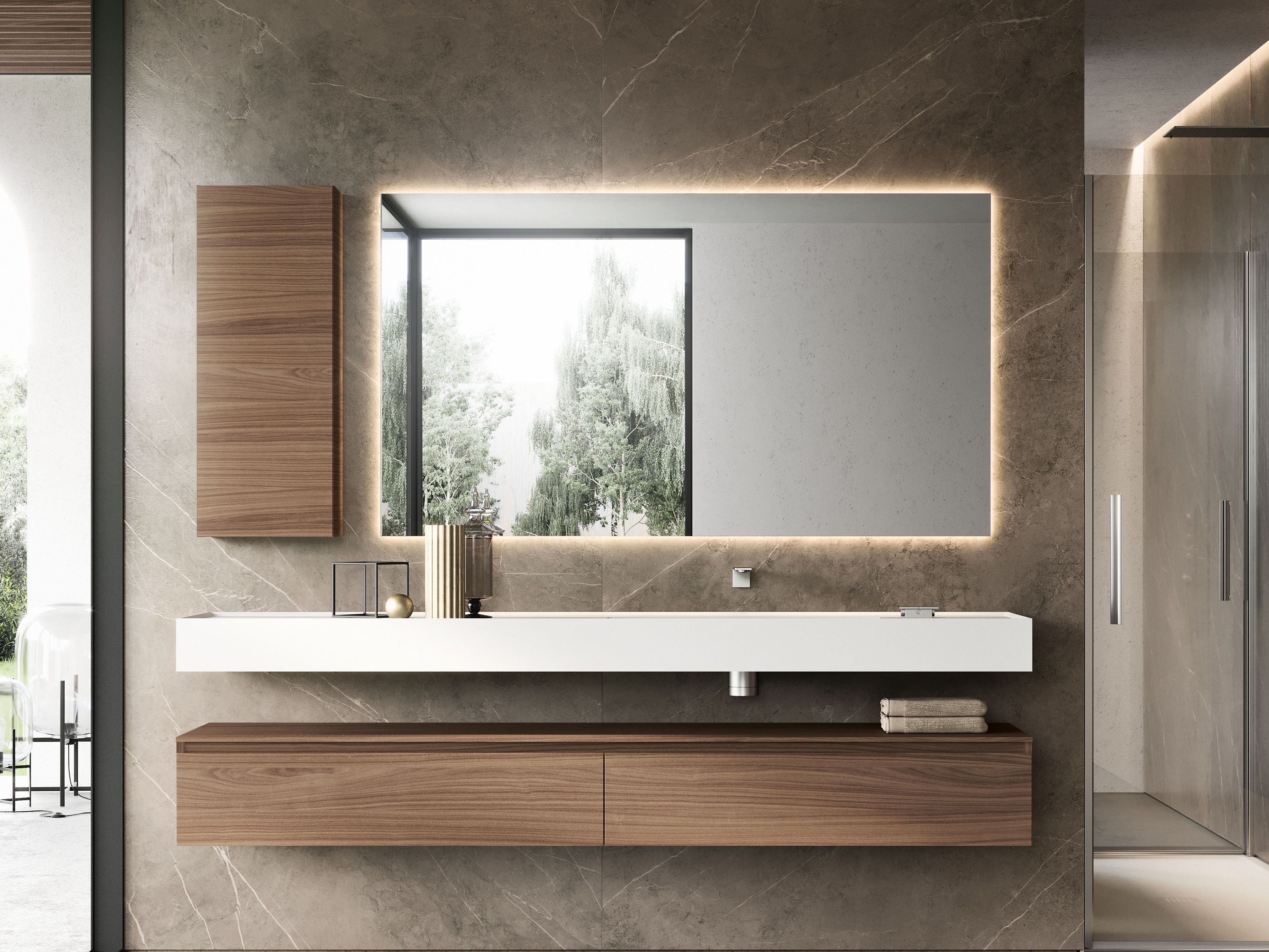 Шкаф для раковины из грецкого ореха с ящиками Ideagroup Cubik ARCH-00150206 - Вид №1