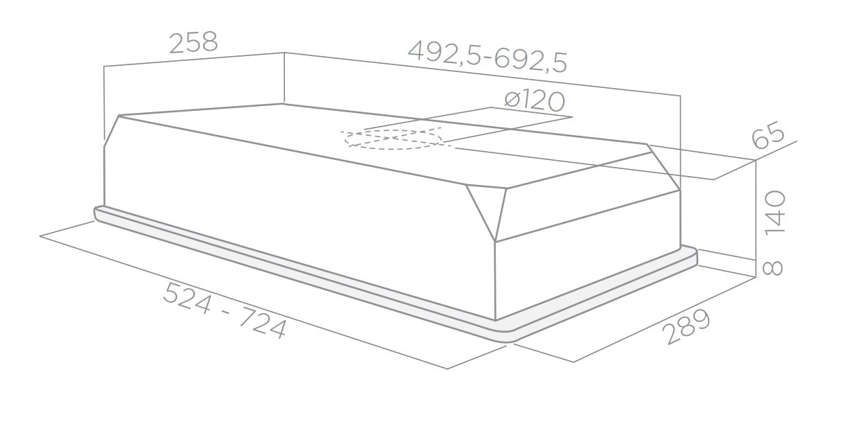 ELIBLOC HT GR A/60 -1768336 Встраиваемая вытяжка / встраиваемая, 900 м3, слайдерное управл., цвет: серый Elica 