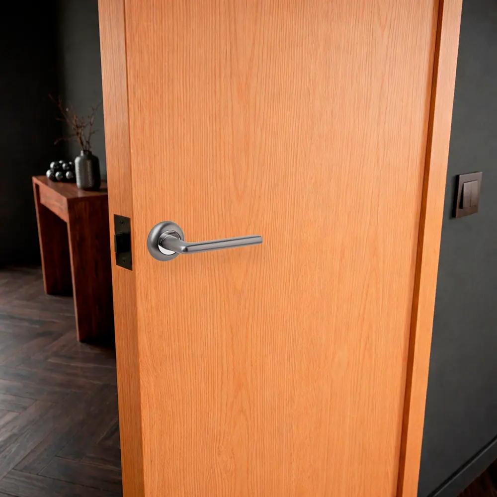 Дверная ручка на розетке Armex H-14083-A без запирания цвет графит STLM-2044439 - Вид №6