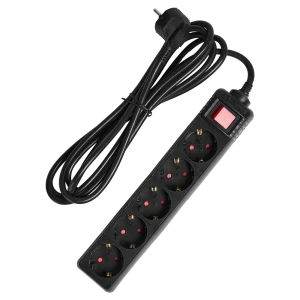 Удлинитель бытовой Skybeam 3x1.5 3 м 5 розеток с заземлением 3680 Вт с выключателем цвет черный