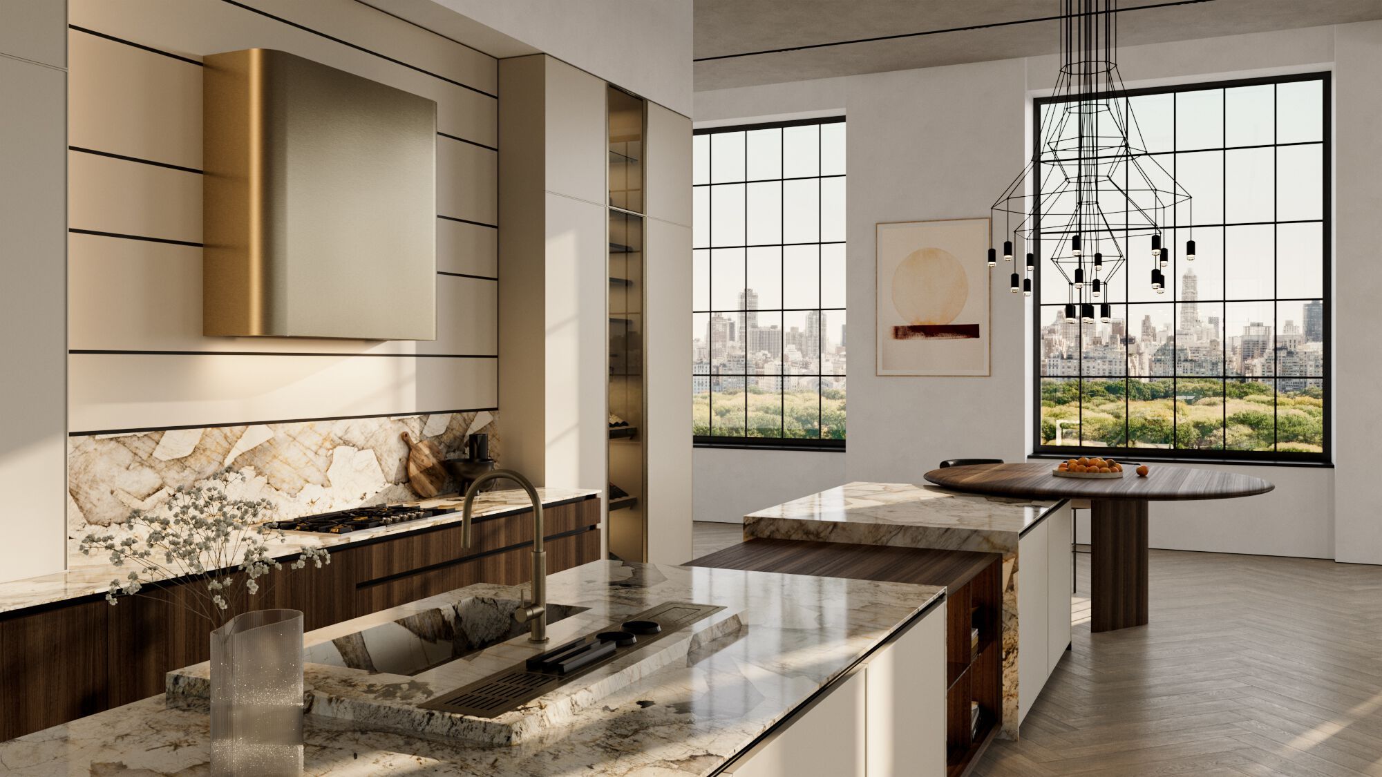 Лакированная кухня с островом и каменной столешницей Патагонии Floritelli Cucine FRAME ARCH-00034636 - Вид №10