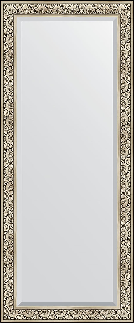 BY 6134 Зеркало напольное с фацетом в багетной раме - барокко серебро 106 mm EVOFORM Exclusive floor