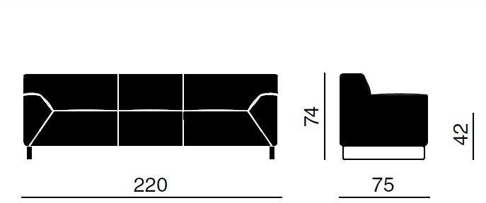 Quadrifoglio 3-х местный мягкий диван Asso sun-id-1434931 - Вид №2