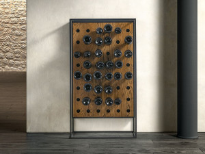 Напольная винная стойка из стали и дерева