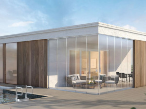 Sliding glass facade