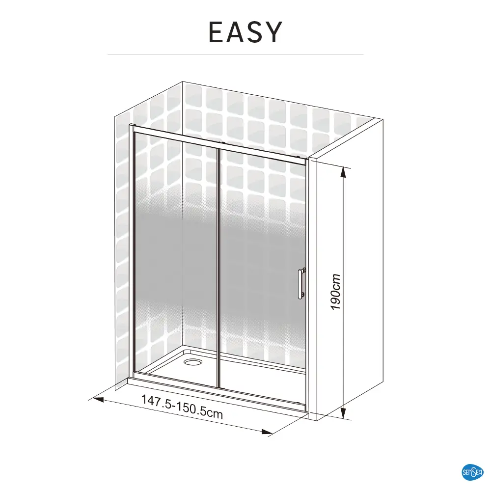 Комплект стекол для раздвижной душевой двери Sensea Easy 150 см стекло с шелкографией, цвет профиля на выбор 83631076 STLM-2081853 - Вид №29