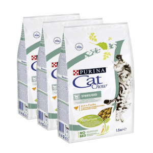Т0056511*3 Корм для кошек для стерилизованных и кастрированных, домашняя птица, сух. 1,5 кг (упаковка - 3 шт) Cat Chow
