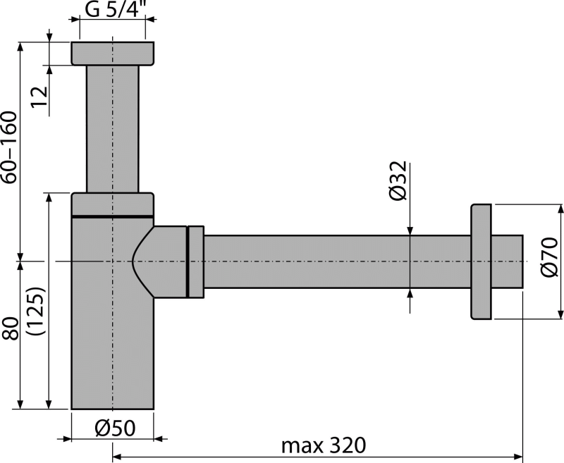 Сифон для умывальника DN32 DESIGN цельнометаллический, круглый ALCAPLAST A400 - Вид №2