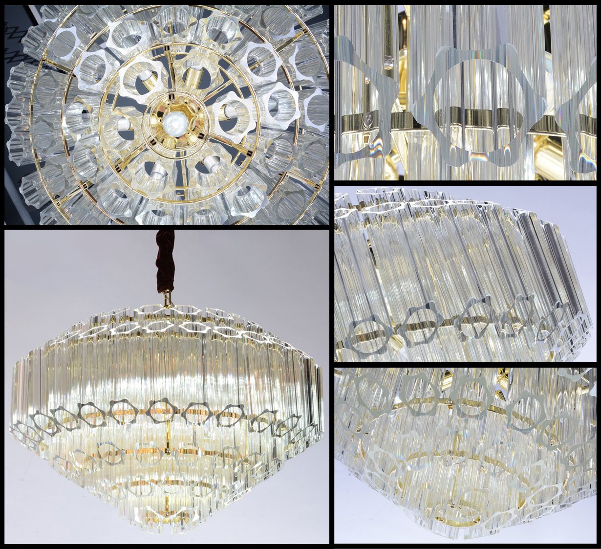 Люстра стеклянная 39х60 см прозрачная Vittoria BRCH9053 DELIGHT COLLECTION ДИЗАЙНЕРСКИЕ 00-3883104 Золото;прозрачный  - Вид №2