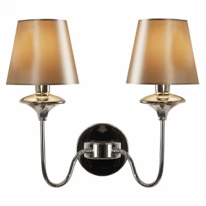 Бра с абажуром на 2 лампы коричневое Rolling W2406-2 ILAMP ROLLING 00-3949175 Коричневый;никель