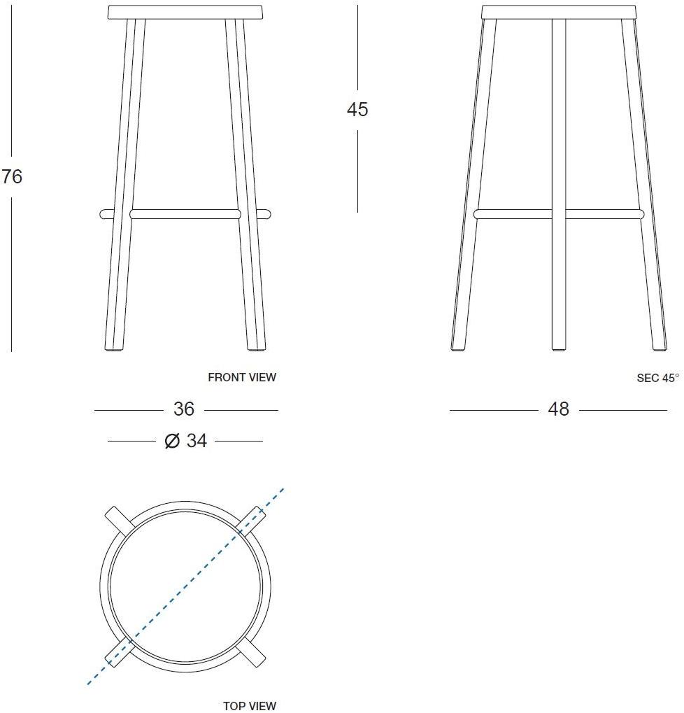 Plank Высокий стул в золе Blocco sun-id-1366564 - Вид №8