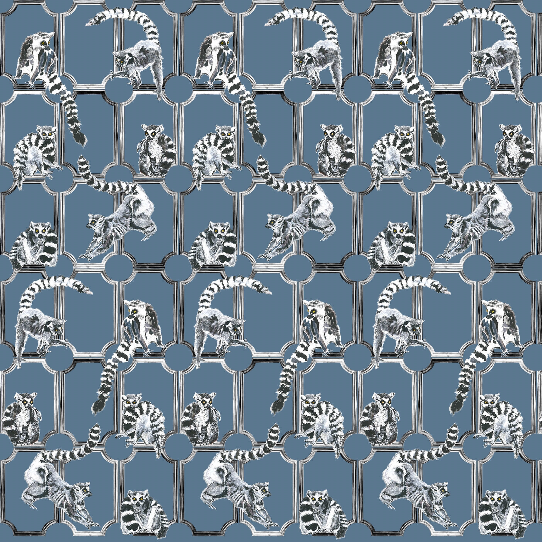 710170-82 ABHIKA WALL PAP LEMURS LT.BLUE 