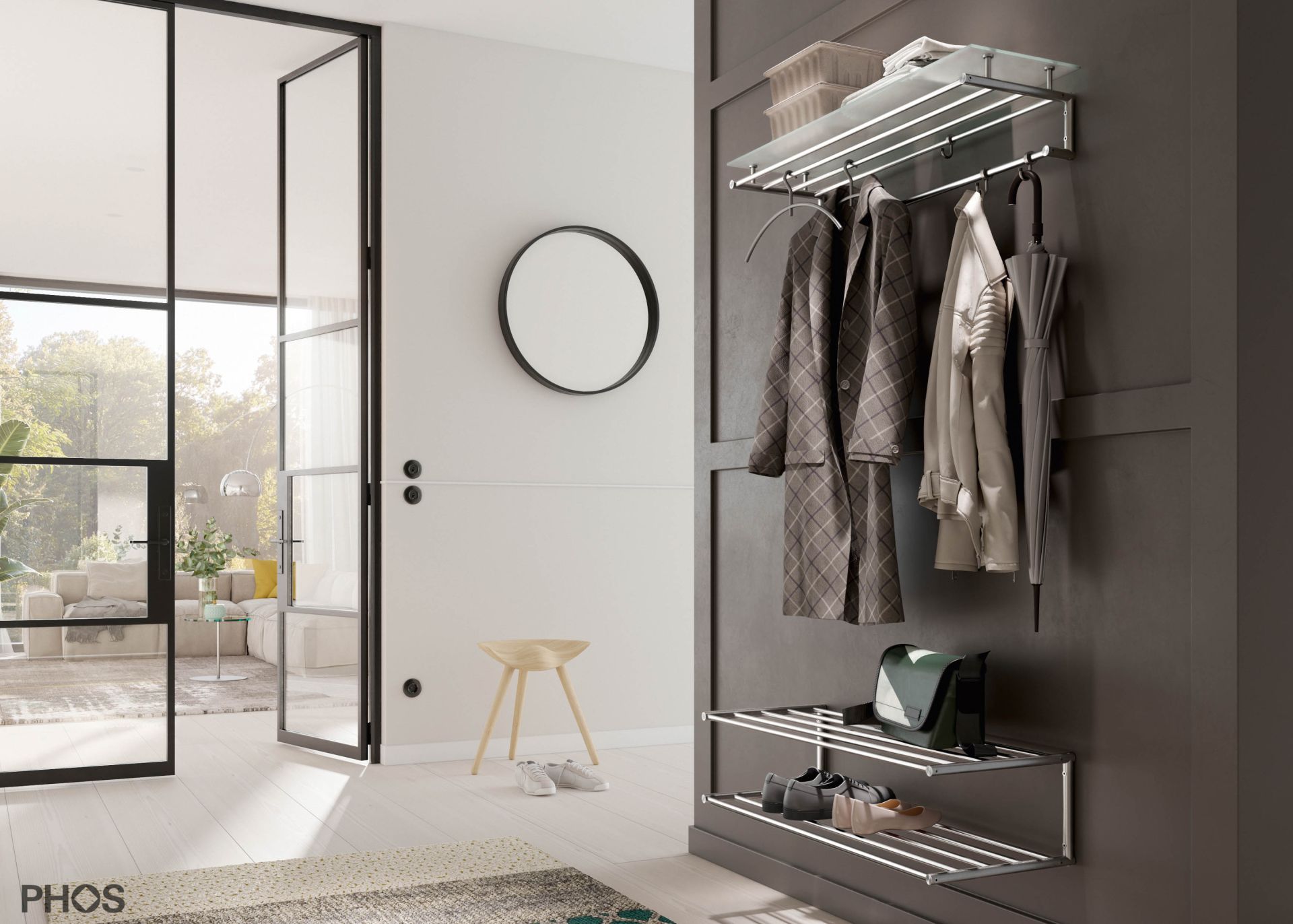 SR800-2W Полка для обуви настенная, 1 поле, 2 уровня, ширина 80 см PHOS  - Вид №3