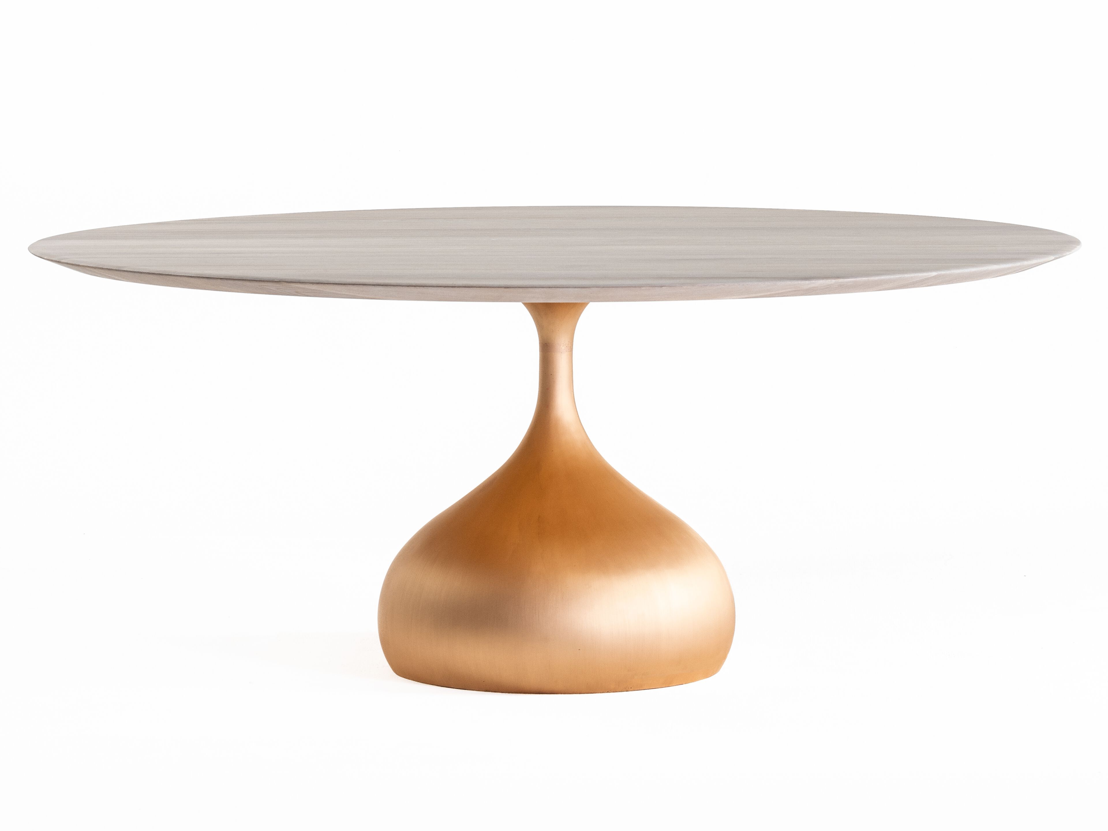 Круглый стол из бронзы и деревянная столешница DE PADOVA RAINDROPS ARCH-00130554