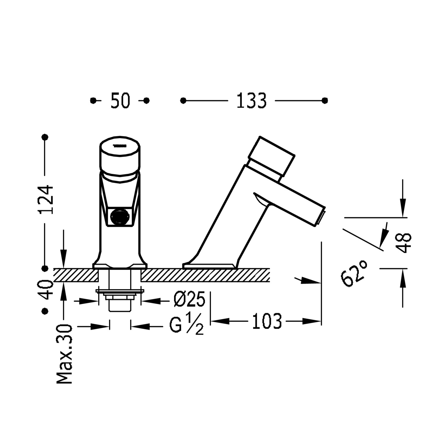 КОЛЛЕКТИВЫ Смеситель для умывальника с таймером на 1 воду-01210302 TRES Temporizados - Вид №1