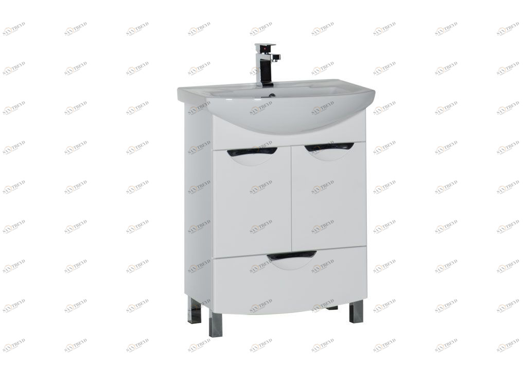 Тумба с раковиной Aquanet Парма 65 белый (1 ящик 2 дверцы) 0018268400182642