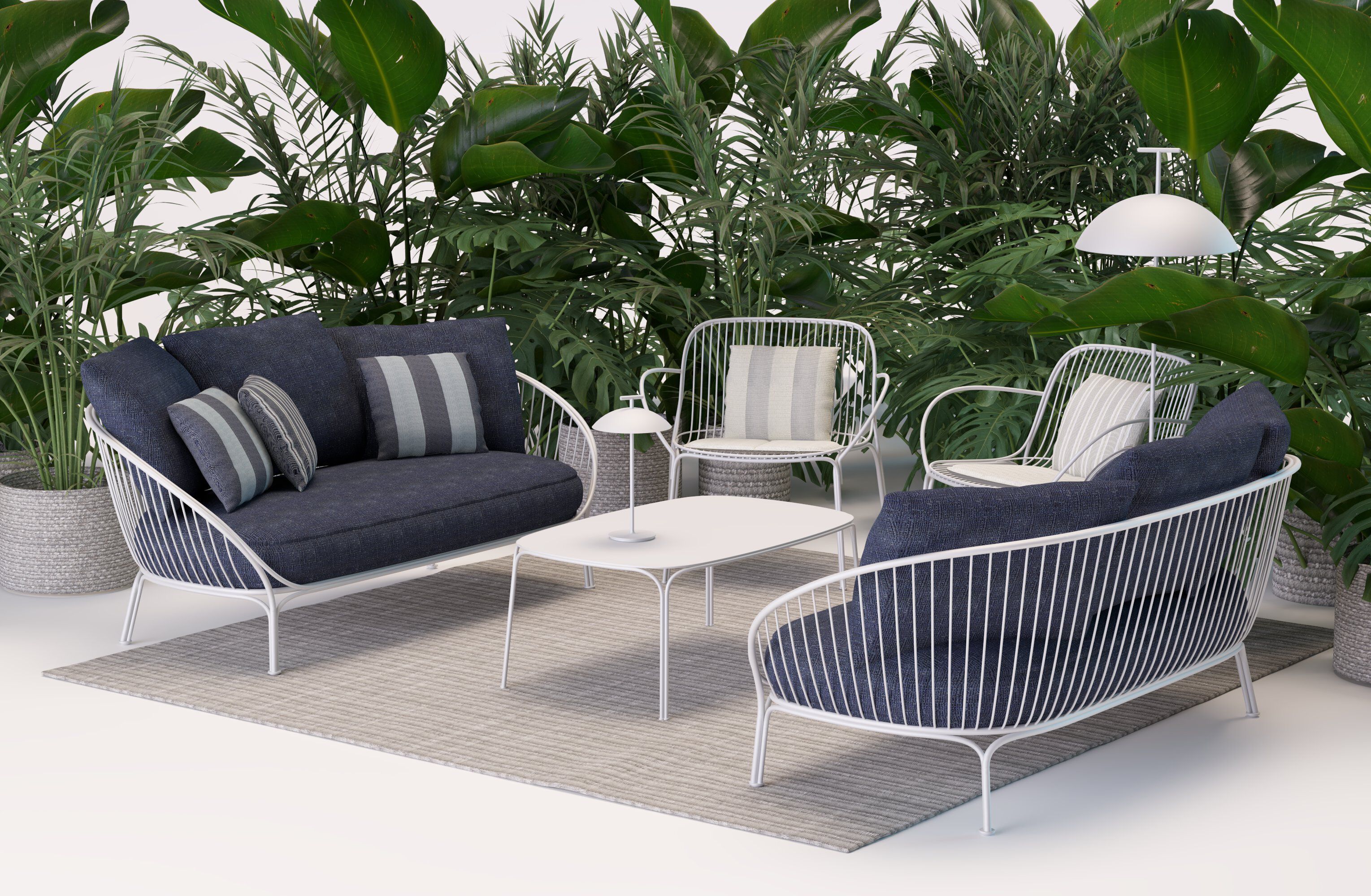 2-местный оцинкованный стальной и тканый садовый диван Kartell Hiray ARCH-00025544 - Вид №1