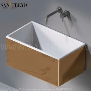 L112250 Подвесная раковина настенная прямоугольная A. e T. Italia Tower золотая