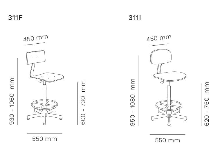 Поворотный офисный стул из бука со спинкой Mara Work ARCH-00095787 - Вид №1