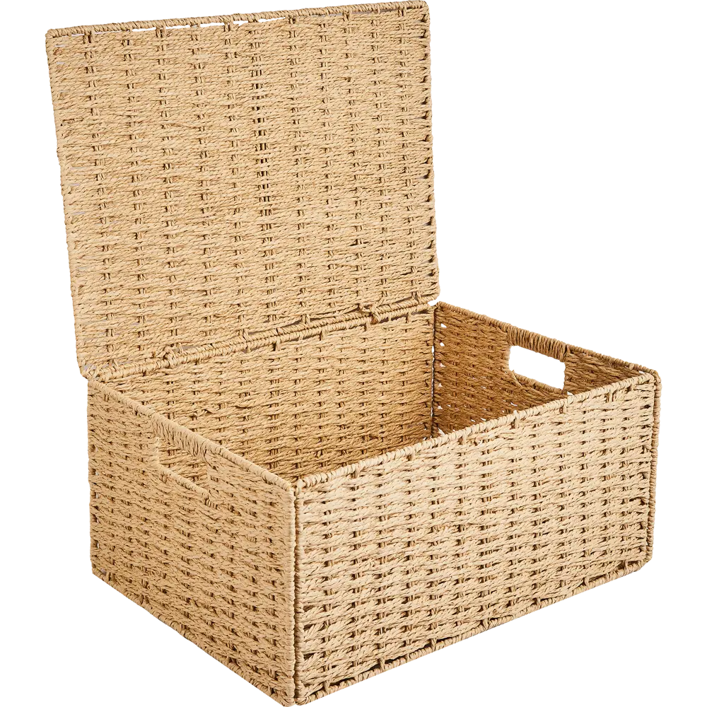 Корзина с крышкой для хранения 45x21x33 см бумага цвет бежевый 89344341 STLM-2198218 SPACEO Kub - Вид №2