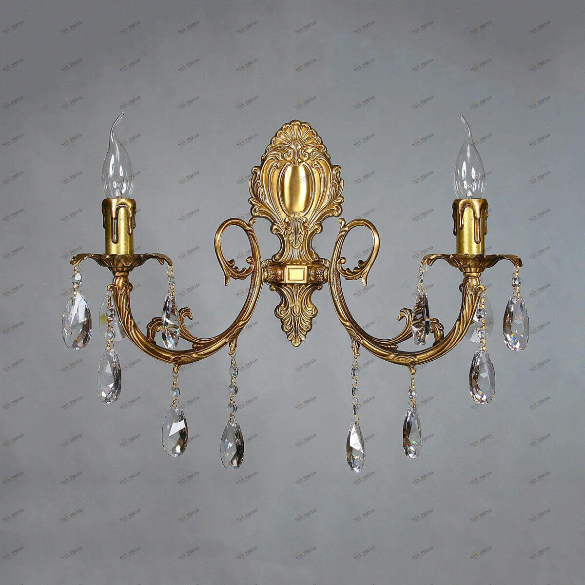 Бра настенное бронзовое Ambiente Alicante 8888/2 AB Tear drop AMBIENTE ALICANTE 00-3888872 Бронза