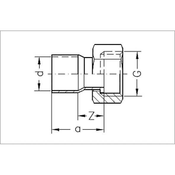 153591512 SANHA 5359G переход ВП-ВР, с накид- ной гайкой, медь 15x1/2 мм  - Вид №1