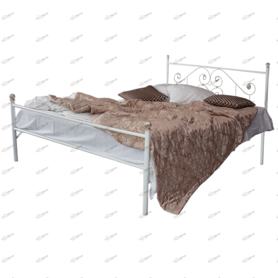 Кованая двуспальная кровать 180х200 с одной спинкой белая "Камелия" FRANCESCO ROSSI КАМЕЛИЯ 134635 Белый 