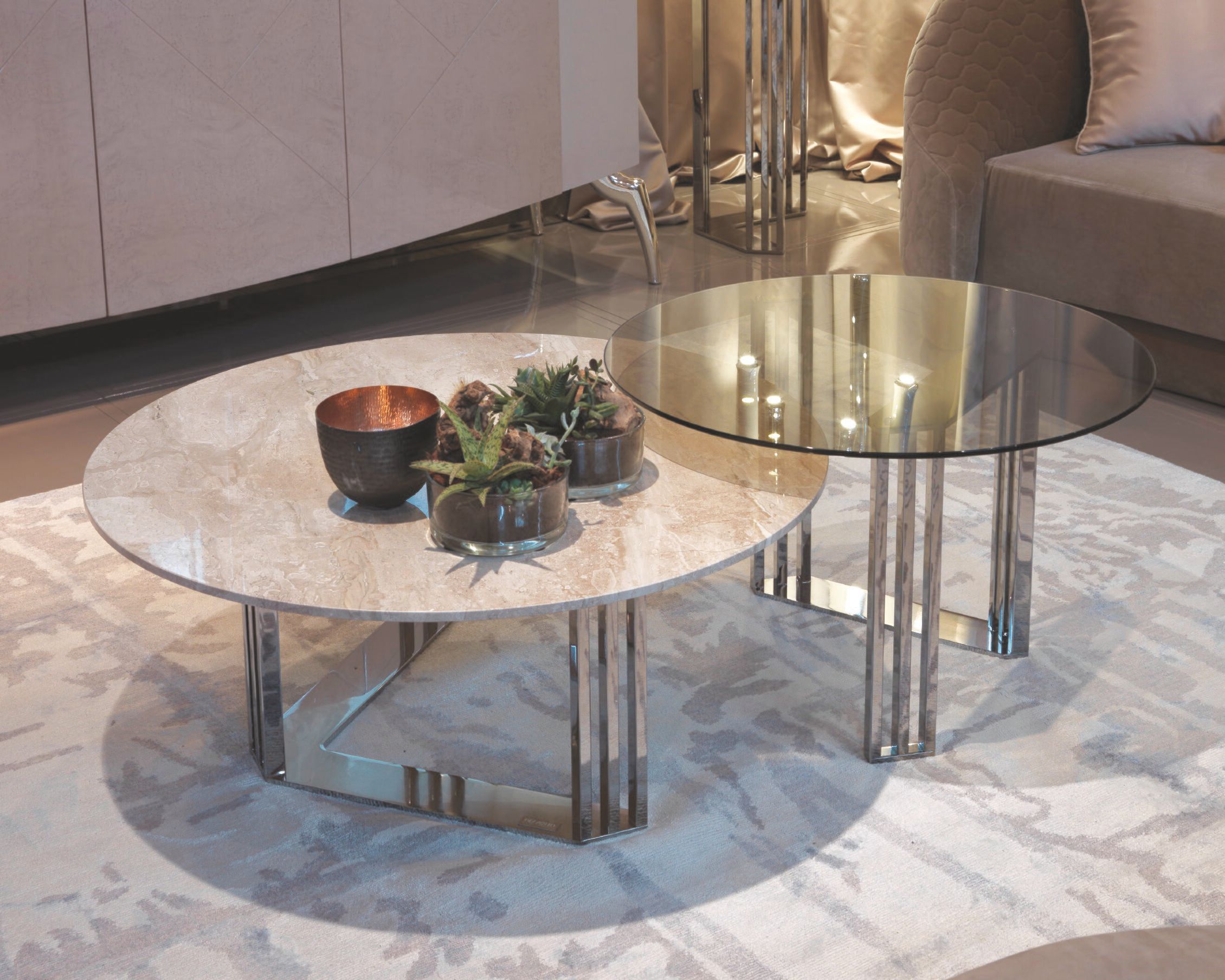 Круглый стеклянный журнальный столик Bizzotto Italia Symphony-Infinity ARCH-00132959 - Вид №4