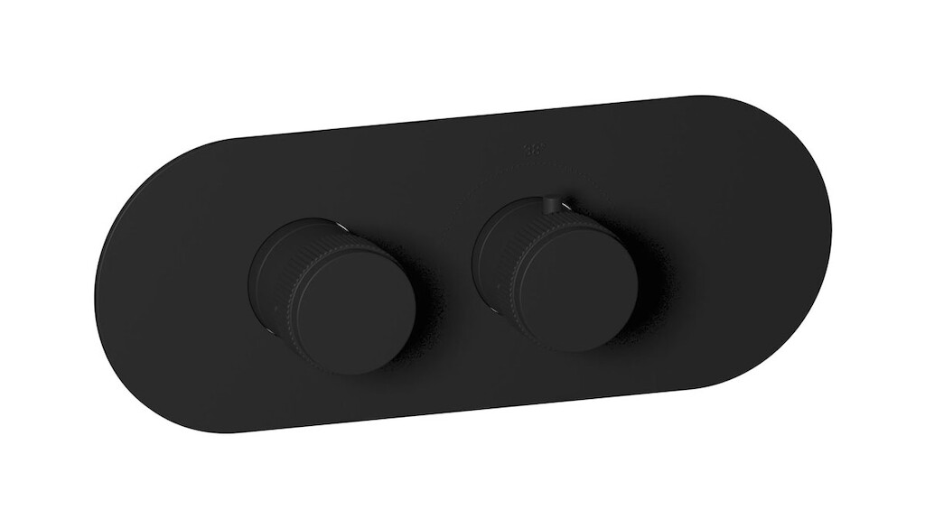 Комплект наружных частей термостата на 1 потребителей - горизонтальная овальная панель с ручками Reflex WE ARE IB eua122npnrx Matt Black Aqua