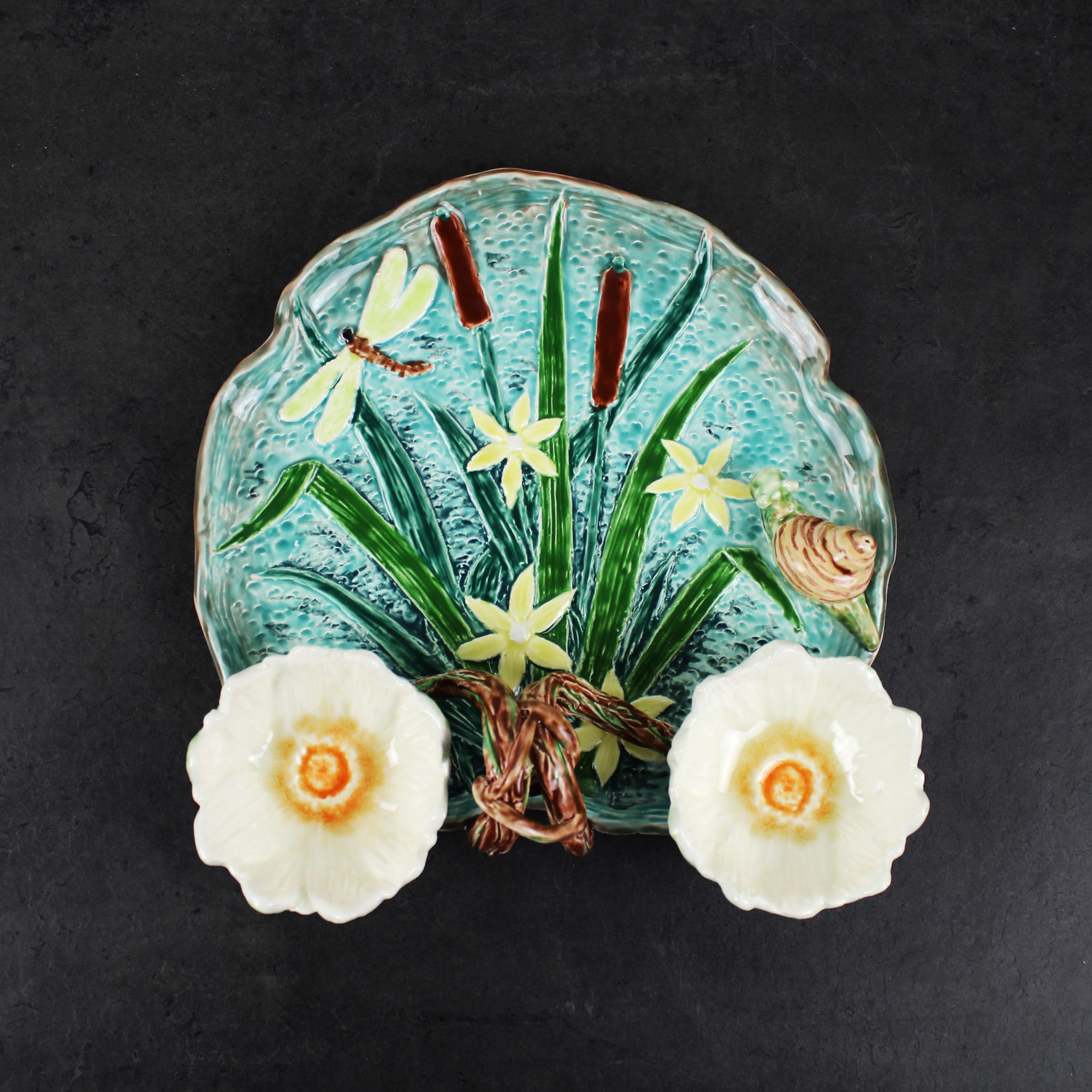 Блюдо для закусок (с двумя кувшинками) Синий PROVANSFAIENCE sun-id-994728 - Вид №4