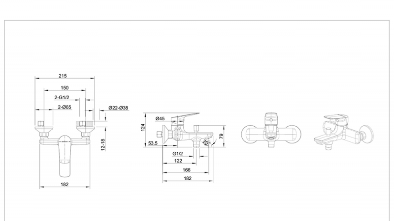 Смеситель для ванны короткий излив Rhein F6429564BW-01-ENG bravat  - Вид №1