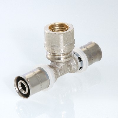 VTm.233.I.201520 Пресс-фитинг – тройник с переходом на обжимное соединение Valtec 20 x 15 x 20 мм  - Вид №7