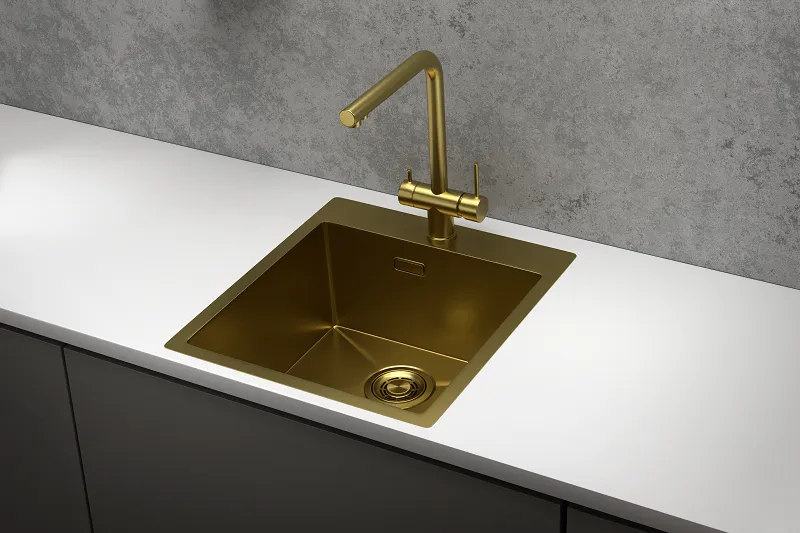 4600, ЗОЛОТО САТИН, стальная кухонная мойка GRANULA 4600-ST327