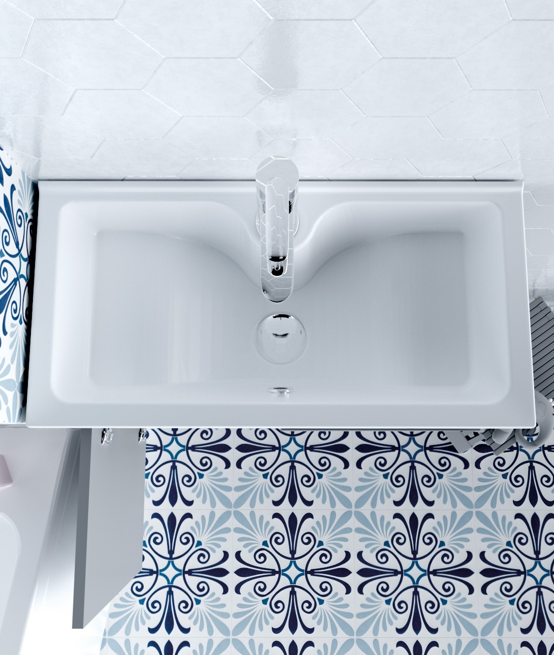 У83301 Тумба с раковиной Mira 60Н 2д. Белый глянец 1 Marka MIRA - Вид №1