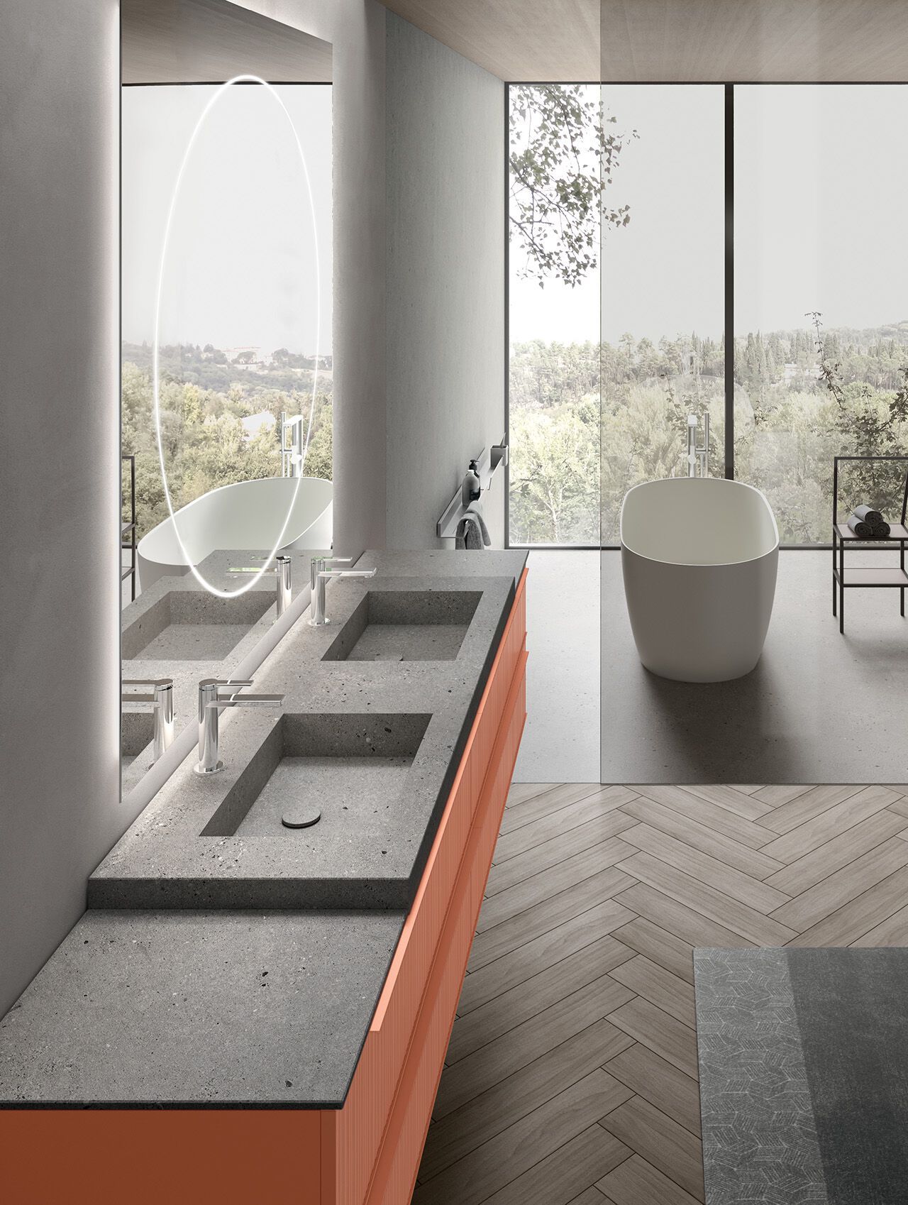 Двойной подвесной туалетный столик с зеркалом ARCOM Rail ARCH-00068230 - Вид №1