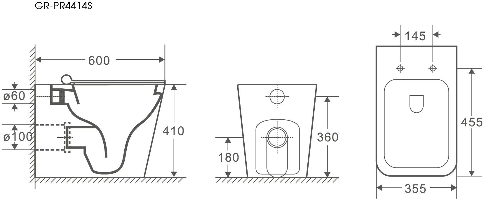 GR-PR4414S Приставной унитаз напольный Белый Grossman  Китай  - Вид №3