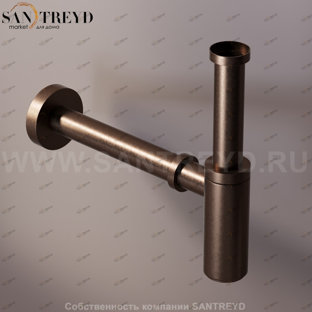 Agape  Сифон для раковин или биде с настенным защитным кольцом темная бронза MET0409BR Ricambi