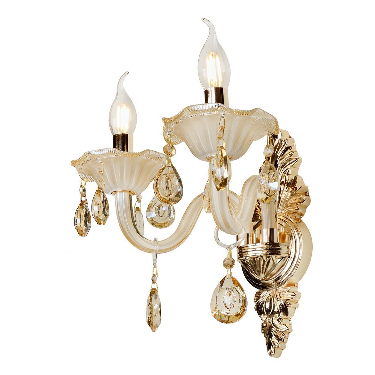 Бра на 2 лампы с подвесками шампань Asia 81072-2 WH ILAMP СВЕЧА 00-3949154 Бежевый  - Вид №1