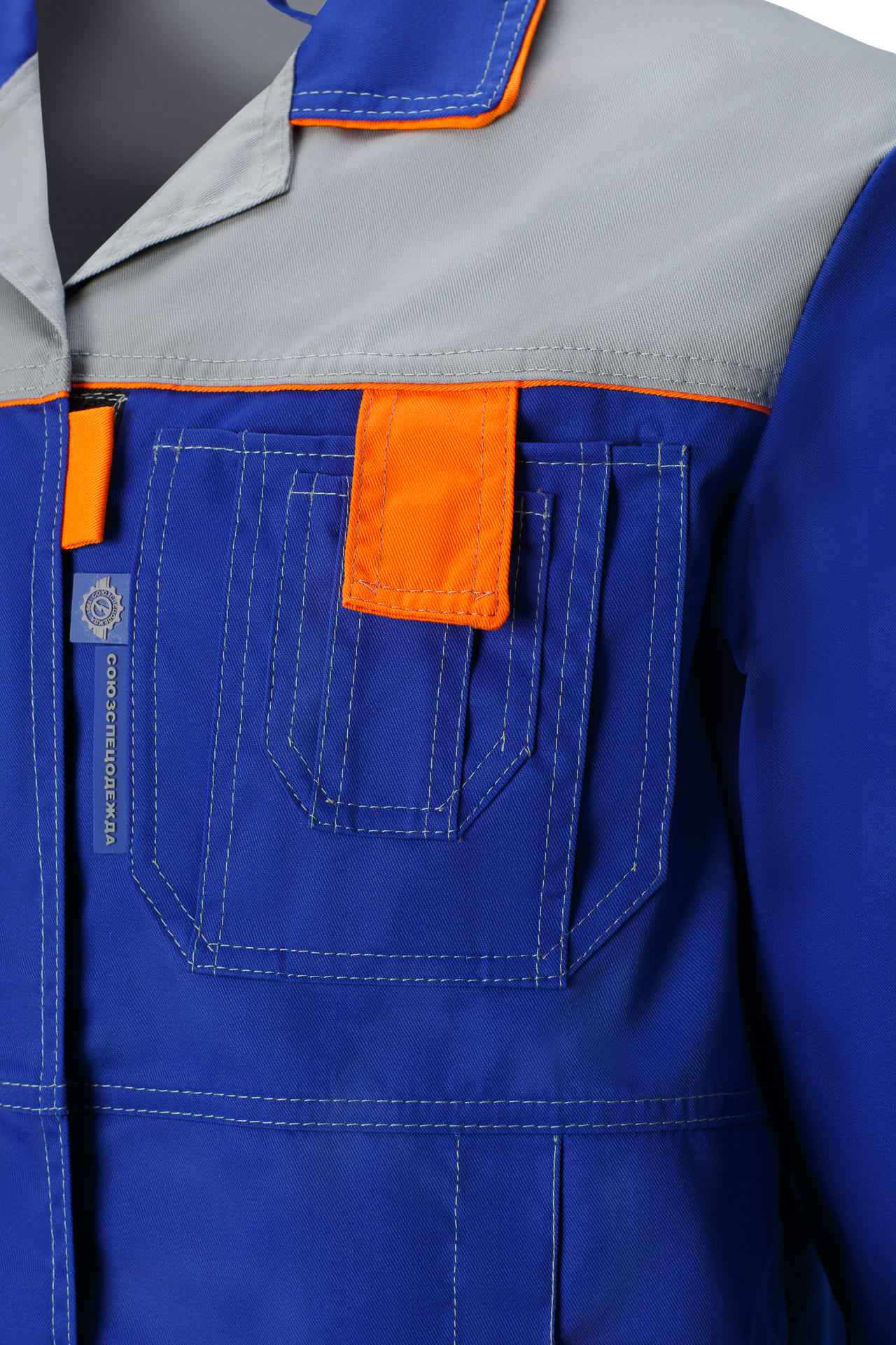 65194 Костюм "Профессионал" женский василек-светло-серый  Летняя спецодежда  размер 44-46/158-164  - Вид №6