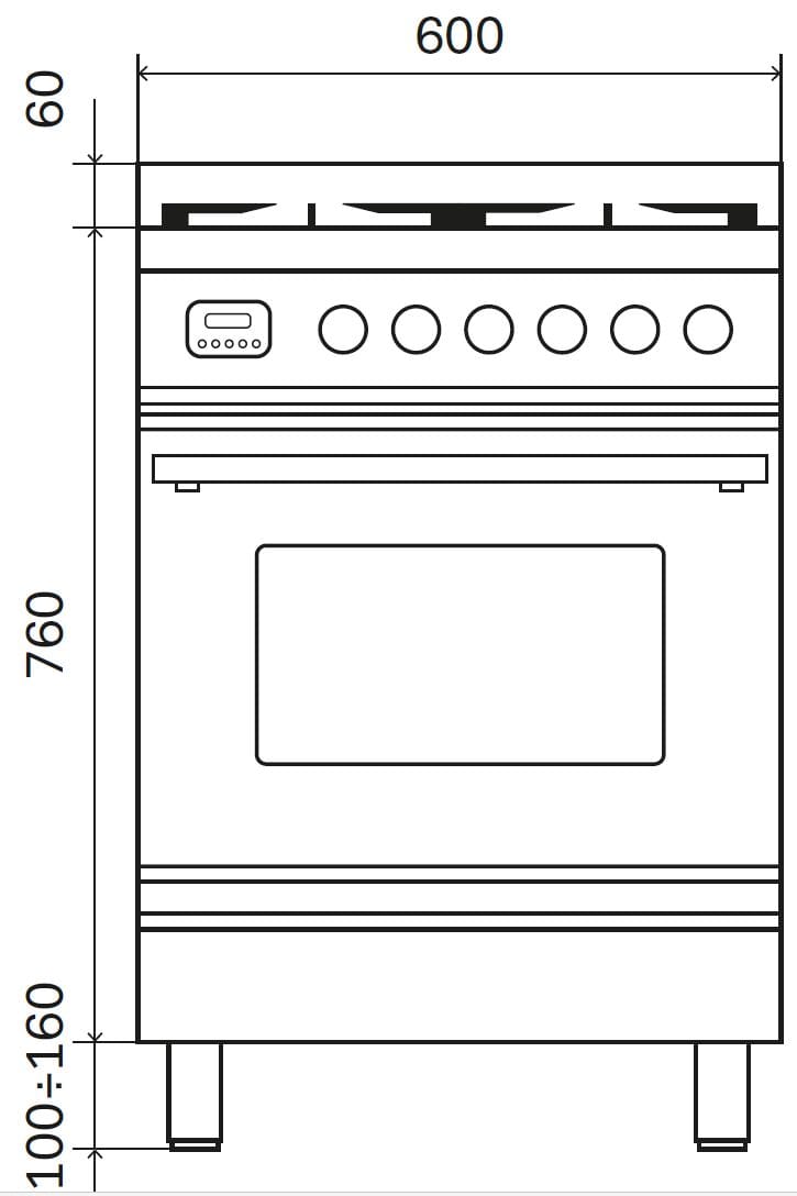 Стальная отдельно стоящая кухня с индукционной плитой Ilve Professional Plus ARCH-00094479 - Вид №2