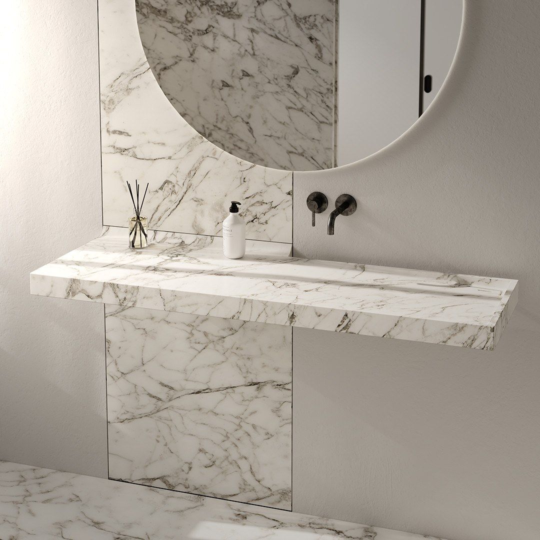 Прямоугольный подвесной умывальник из мрамора Арабескато Maami Home BALI ARCH-00139858 - Вид №1