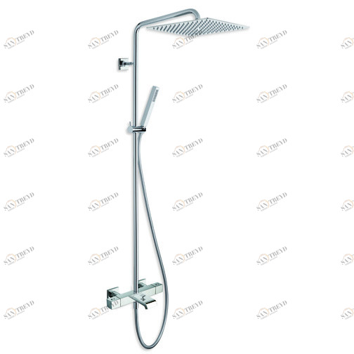 CRIQD188 Внешний термостатический смеситель для ванны "Cold Touch" с поворотной стойкой, верхним душем SANDWICH SPECIAL 25 x 25 см, ручным душем против известкового налета и гибким шлангом LONG LIFE Cristina Rubinetterie 