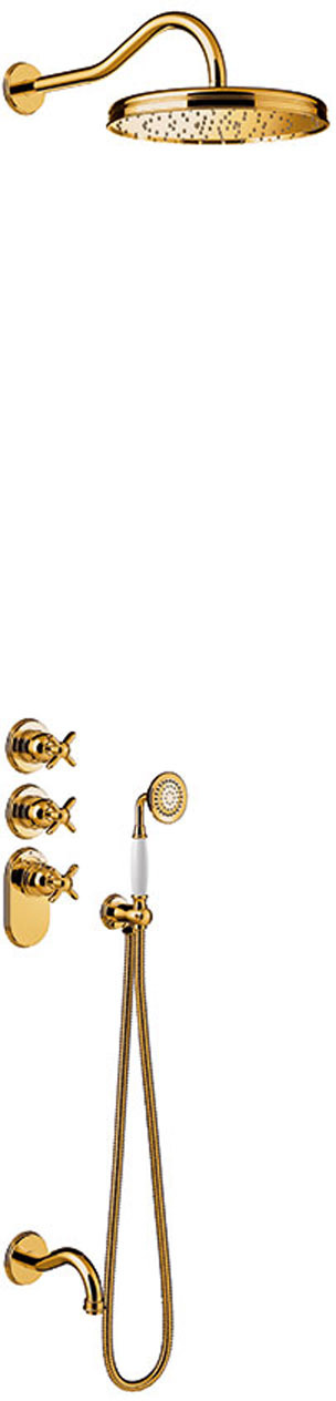 Комплект 3-ходовых скрытых термостатических смесителей TRES CLASIC Block System для ванны и душа-24235301OR TRES