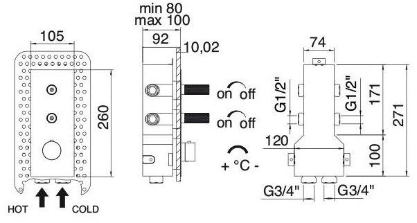 Rubinetterie Treemme Смеситель для душа из нержавеющей стали с ручным душем 22mm sun-id-1358712 - Вид №2