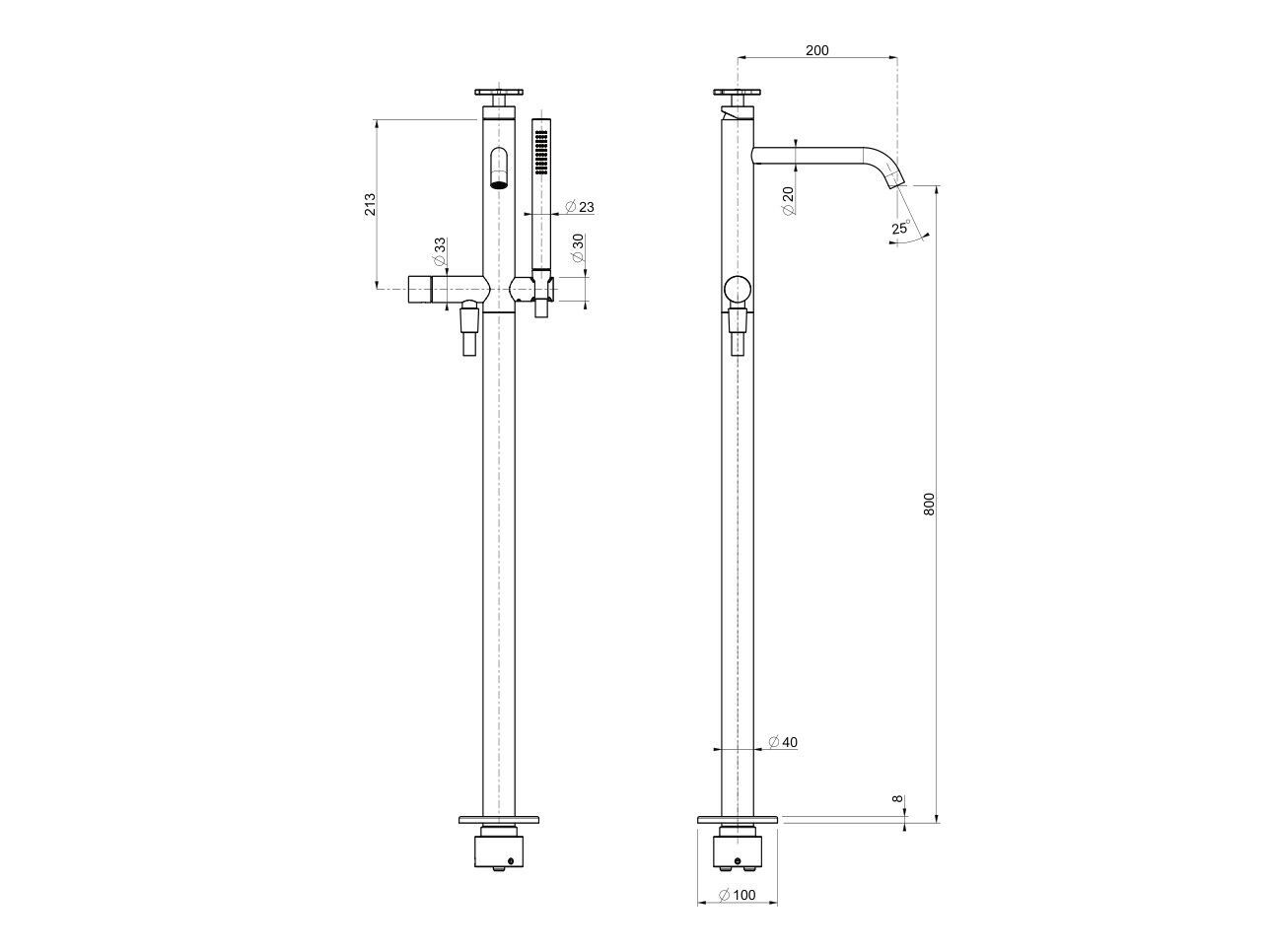 Смеситель для ванны из хромированной латуни с ручным душем QD Magistro Lab Flora ARCH-00113626 - Вид №2