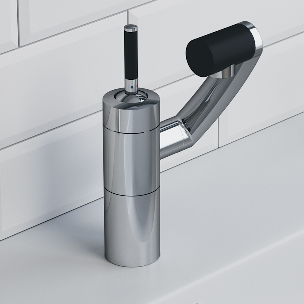 290217464 смеситель для умывальника поворотный излив 186 мм (черный) шт Damixa Arc - Вид №5