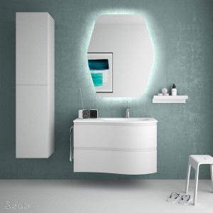 83865 SALGAR Подвесная тумба MAM 900 WHITE COTTON слева 2 металлических ящика с функцией soft close 897 x 540 x 505 мм Белый хлопок