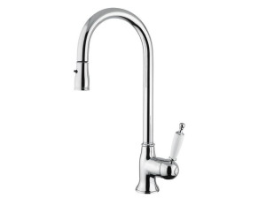 Однорычажный кухонный смеситель со съемным ручным душем и поворотным изливом